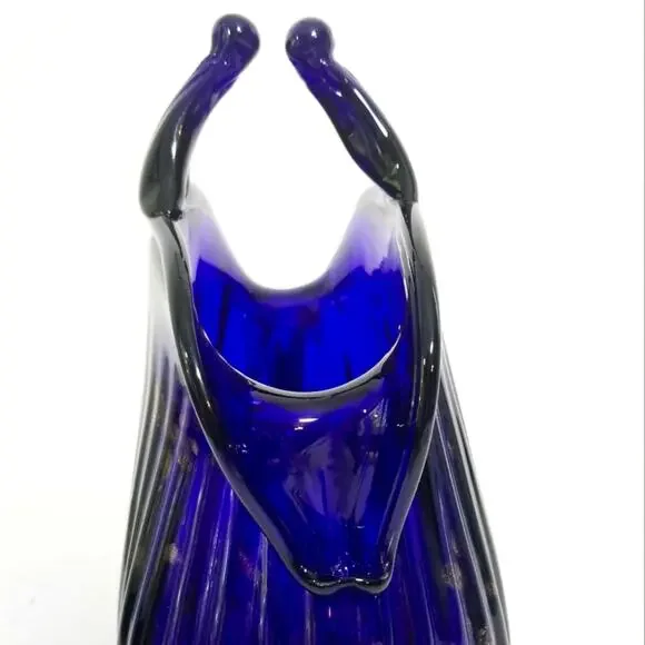 Cobalt art glass gold specks heavy unusual vase